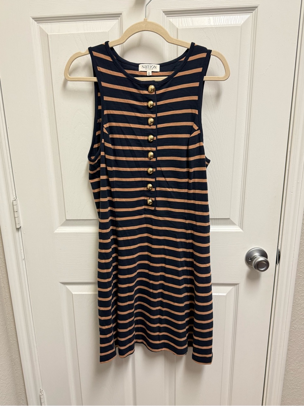 Nation Blue and Brown Striped Tank Dress